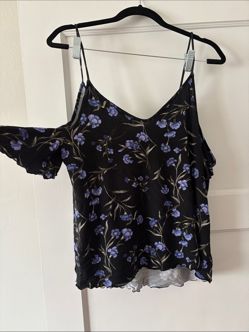 American Eagle Outfitters Black Camisole with Purple Floral Print